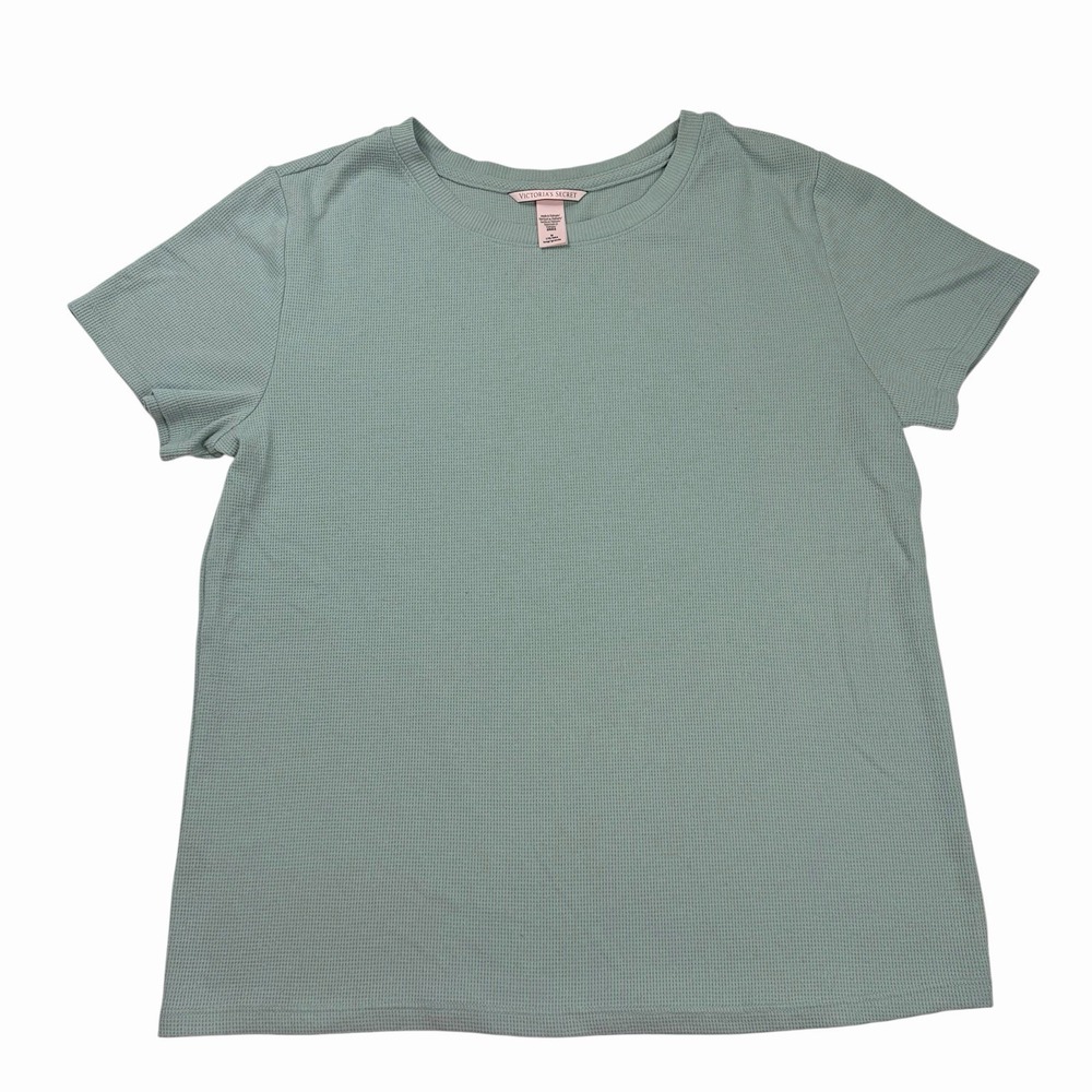 Blue Victoria's Secret Waffle Knit Thermal Short Sleeve Shirt  Size Medium Comfy